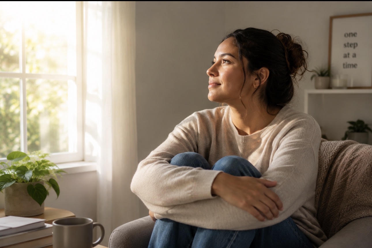 Person looking hopeful during depression therapy